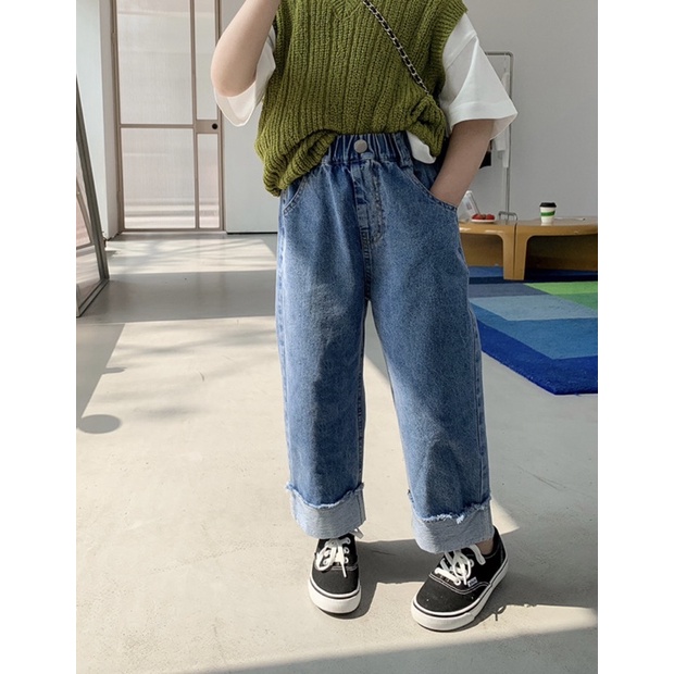 M om_buys_ ♥韓版ins✎百搭反折牛仔寬褲☺︎