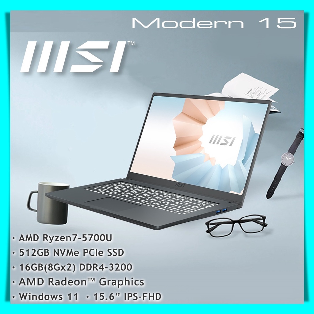 【布里斯小舖】MSI 微星 Modern 15 A5M-298TW 灰 R7-5700U 16G 商務筆電