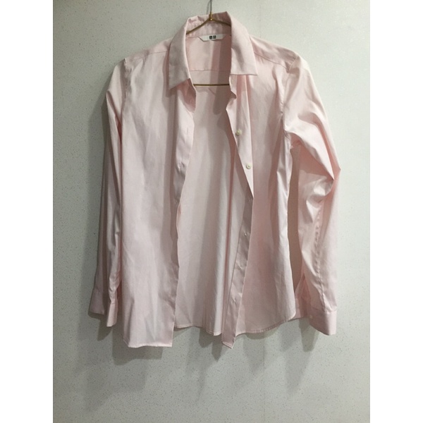 Uniqlo 粉色條紋長袖襯衫