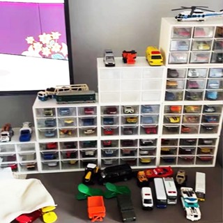 tomica 收納 1 64 收藏盒 多美小汽車 風火輪 多美卡風火輪小跑車模型1:64亞剋力抽屜式可用於TOMY透明收