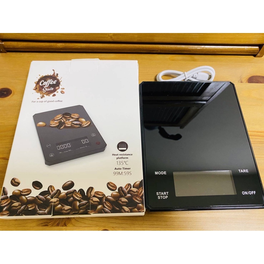『台灣現貨』全新款式 手沖咖啡秤 咖啡電子秤  type-C或電池供電 六種模式 LED觸控顯示屏(贈隔熱墊)