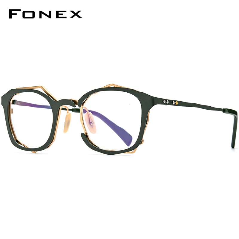 Image of Fonex 純鈦眼鏡框男士 2022 新款復古復古方形眼鏡光學眼鏡 F85729 #5