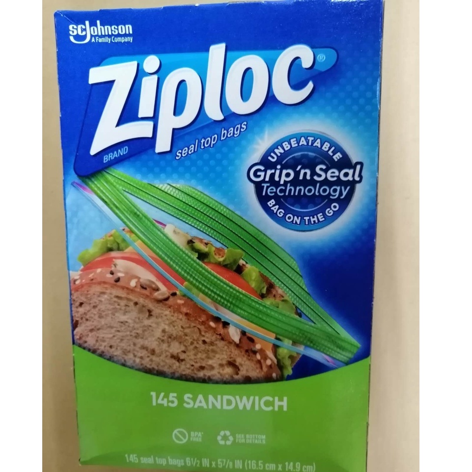 Ziploc可封式三明治保鮮袋 1箱 4盒 580入  拉鏈袋 食物保鮮袋 好市多代購