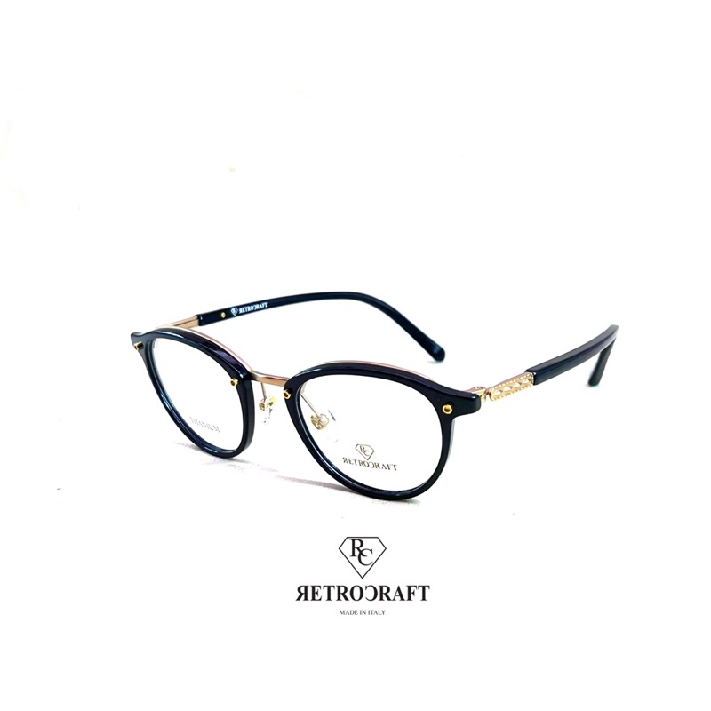 【本閣】RETROCRAFT RC1047 義大利精品眼鏡 鈦金屬造型黑色輕圓框 chrome hearts  增永風格