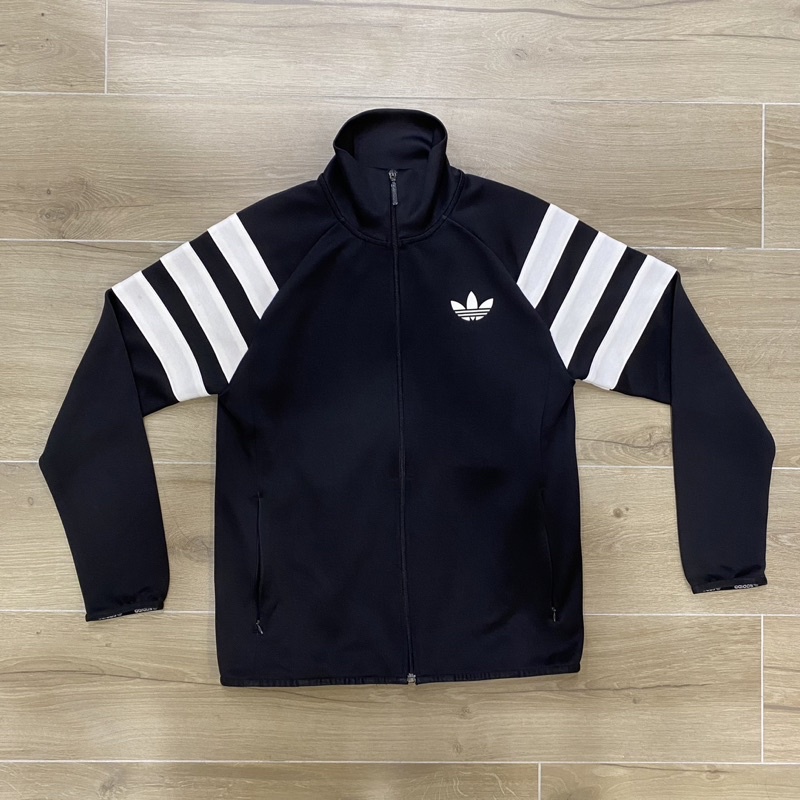 [二手］Adidas Original 愛迪達 三葉草 足球教練尼龍外套 M號 運動 健身 慢跑