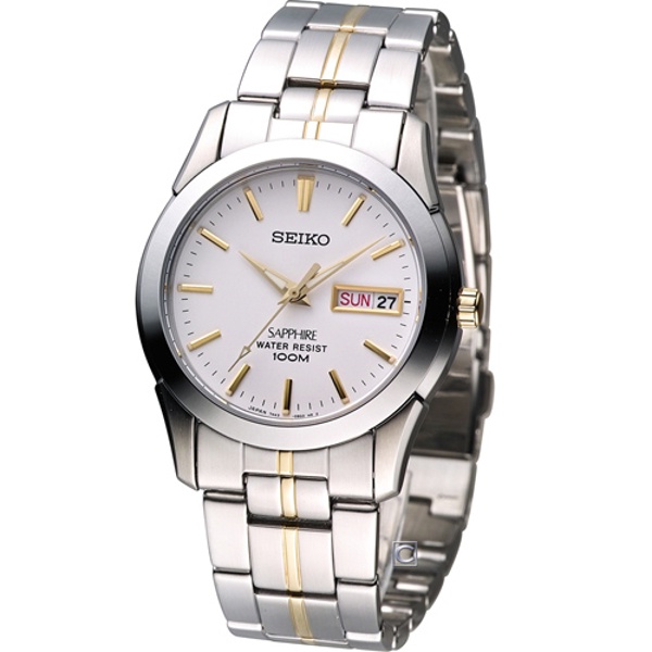 精工 SEIKO SK037 經典大三針紳士腕錶 銀x金-37mm 7N43-0AR0KS/SGG719J1