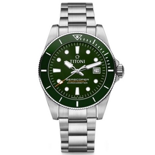 聊聊甜甜價◆TITONI 梅花錶 300米潛水機械錶 83300S-GN-703 綠框X綠面