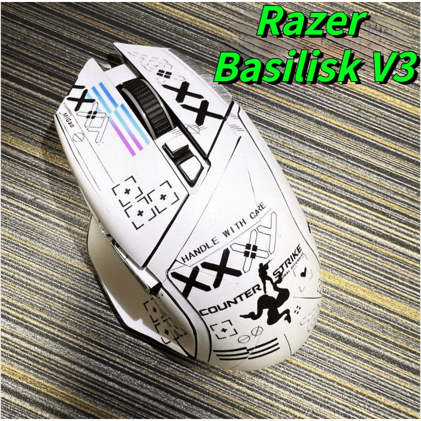 適用於Razer Basilisk X HyperSpeed滑鼠貼紙BasiliskV2/V3磨砂防滑保護高達全包貼膜