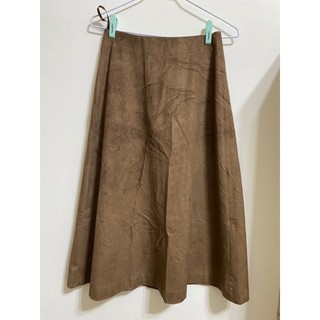 ［二手女裝］UNIQLO 麂皮長裙 咖啡色長裙 傘狀裙(S)