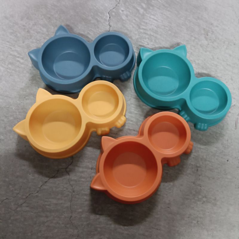 Ax12 雙碗款 貓咪 造型 寵物碗 寵物餵食碗 塑膠碗 寵物 飯碗 貓 碗 餵食碗