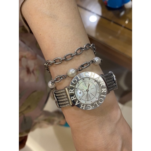 夏利豪 CHARRIOL珍珠母貝 女錶 含兩條手鏈