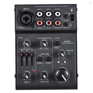 Yohi AGE03 5 通道迷你麥克風線混音台混音器,帶 USB 音頻接口內置迴聲效果 USB 供電,用於錄製 DJ
