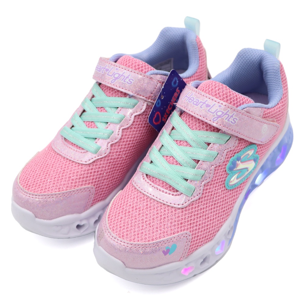 SKECHERS HEART LIGHTS 燈鞋 愛心閃燈鞋 中大童 粉 R8722(302317LPKMT)