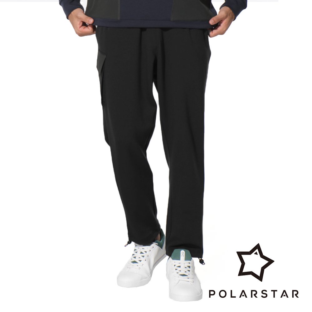 【PolarStar】男 吸排休閒針織貼袋保暖褲『黑』P22951