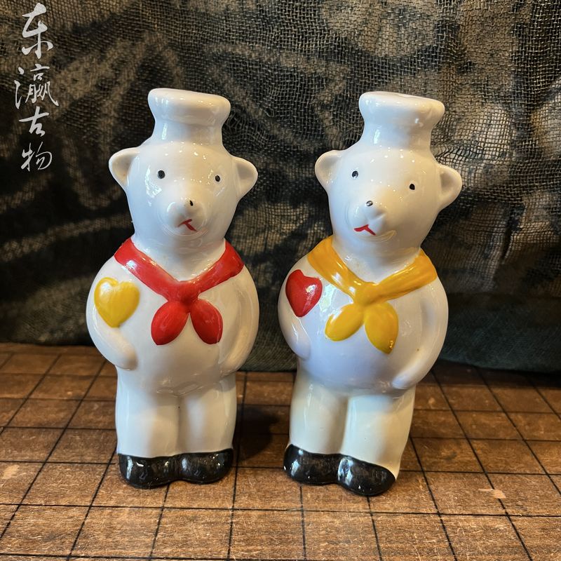 日本製 陶瓷小熊罐2入 胡椒罐 鹽罐 辣椒粉罐 調味罐推薦