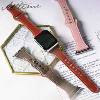 【AllTime】簡約收腰扣式真皮 Apple watch通用錶帶 Ultra S10 S9 S8 S7 S6 SE