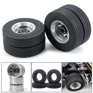 遙控汽車後輪輪轂輪輞和橡膠輪胎套件適用於1/14田宮耕耘機卡車爬升拖車貨運卡車車輪零件