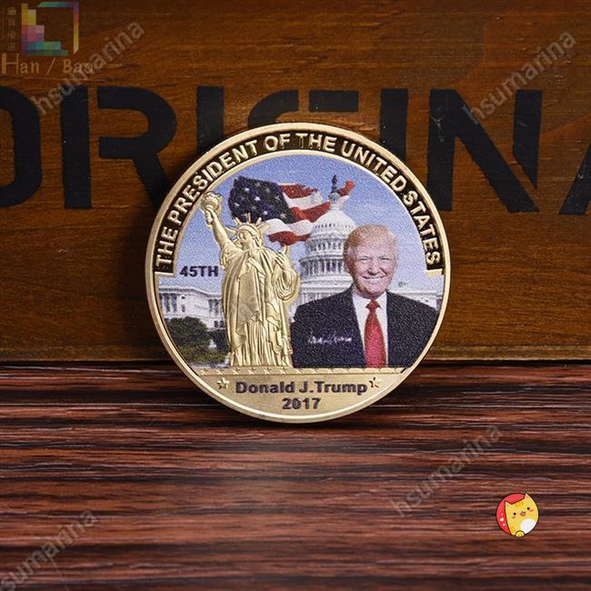 臺南熱賣+免運 可開票 美國總統特朗普白宮紀念幣美國金幣孟加拉斯財富川普硬幣收藏禮品支持批發