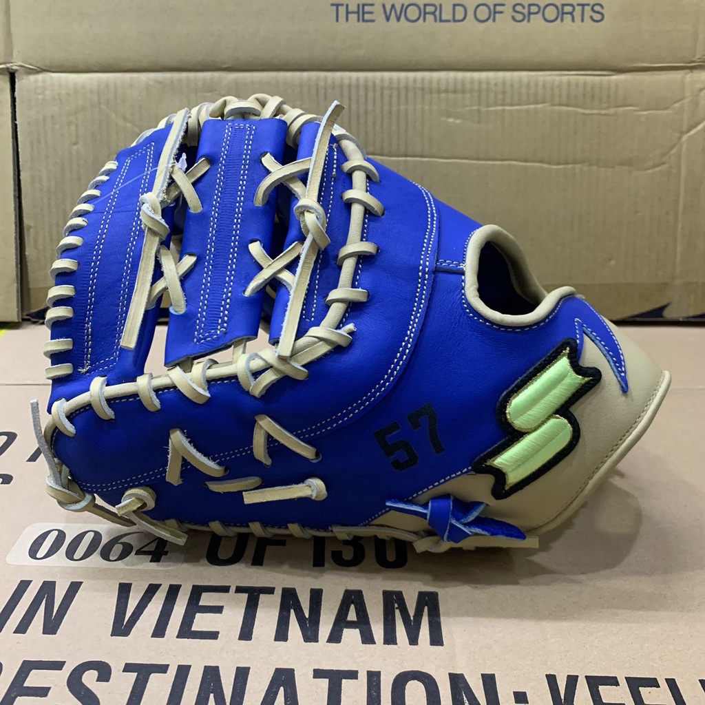 日本品牌 SSK 硬式棒壘牛革 棒壘球手套 一壘手套 反手(左投右接接) 寶藍X奶油色 DWGF3923 特價:2800