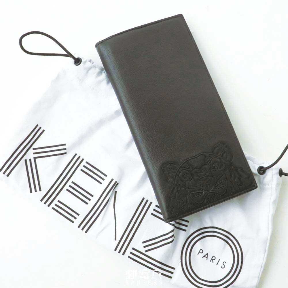 [郵寄兵] KENZO 皮夾 刺繡虎頭LOGO 掀蓋長夾 長夾