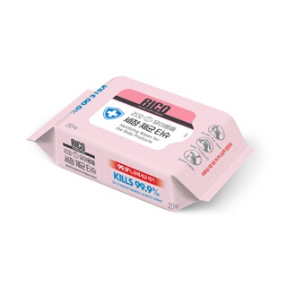 【怡家藥局】韓國Rico Baby 消毒抗菌濕紙⼱ 單包20抽 單包販售 三包販售 去除 99.9%的有害細菌