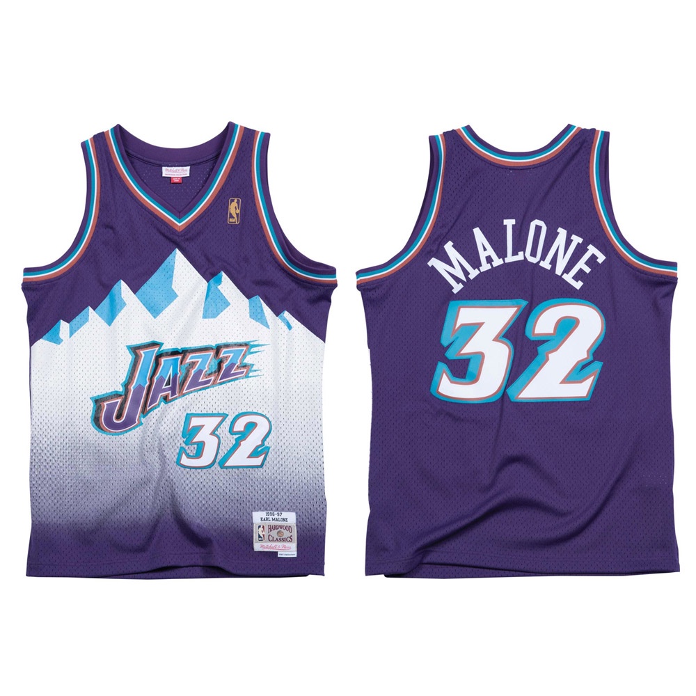 MITCHELL &amp; NESS 球衣 KARL MALONE #32 爵士 白紫 1996-97 MNSWJG247M