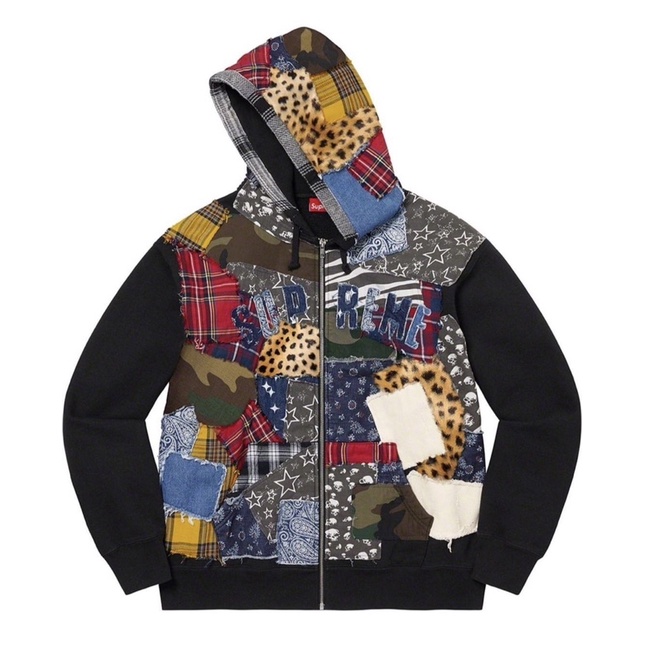 SUPREME FW22 Patchwork Zip Up Hooded Sweatshirt 全新M號