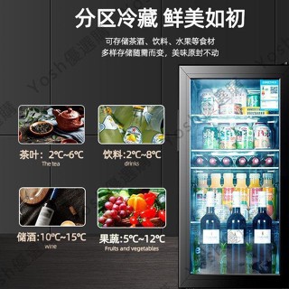 【廠家直銷】220v小冰箱先科冰吧透明玻璃門小冰箱家用客廳小WH型恆溫紅酒櫃茶葉冷藏保鮮櫃