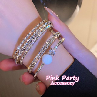 【手鍊】精緻華麗 Z22水鑽鋯石雙層手環 開口手環 新娘飾品 新秘 PinkParty❤韓系飾品