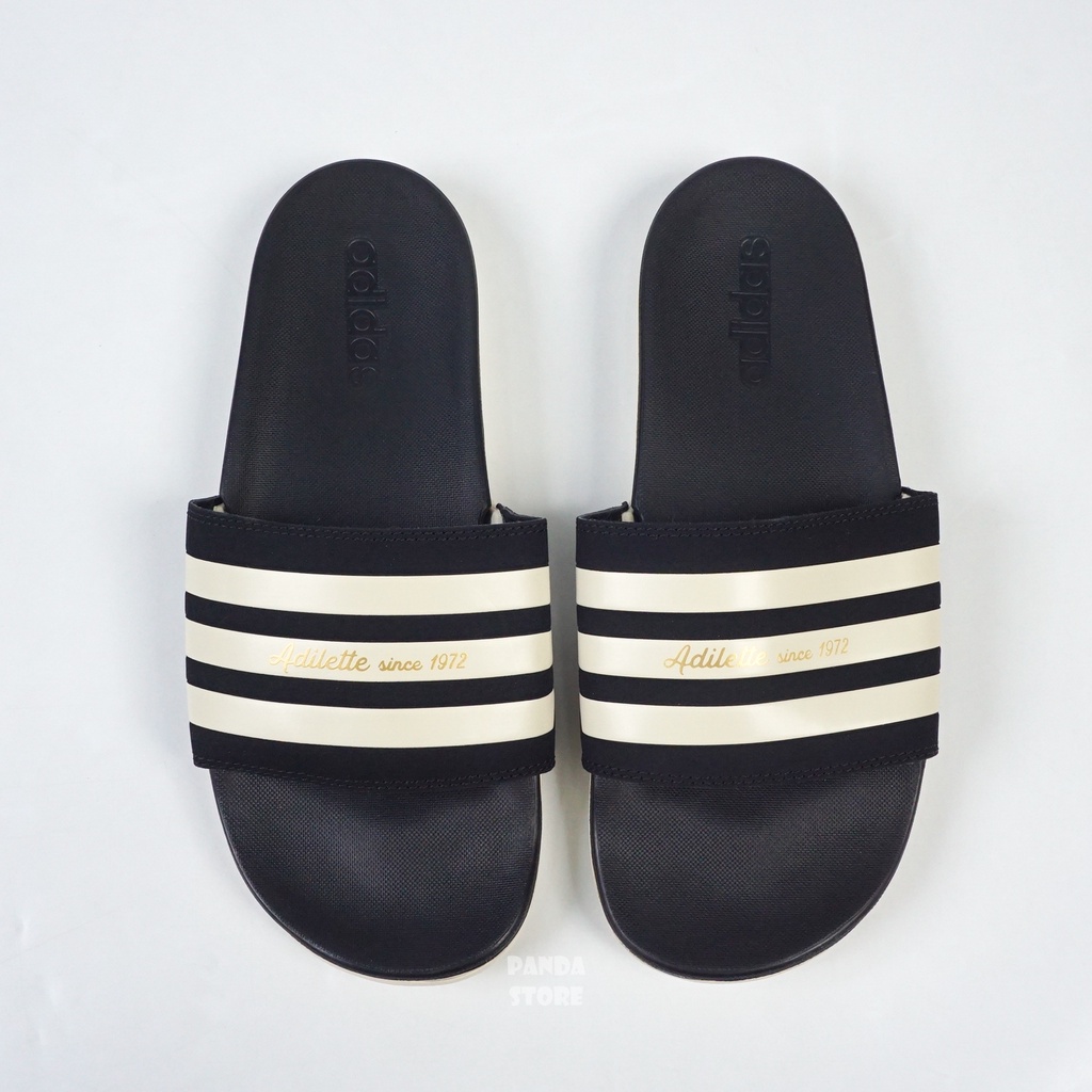 胖達）ADIDAS ADILETTE COMFORT 軟底 草寫 三線 拖鞋 GW5966 黑米 男女鞋