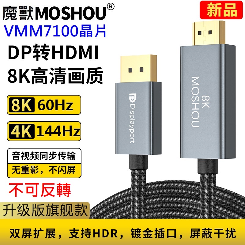 魔獸 DP 1.4轉HDMI 2.1版 電腦顯卡接電視 高清線 4K 120Hz 8K 60Hz HDR 旗艦款