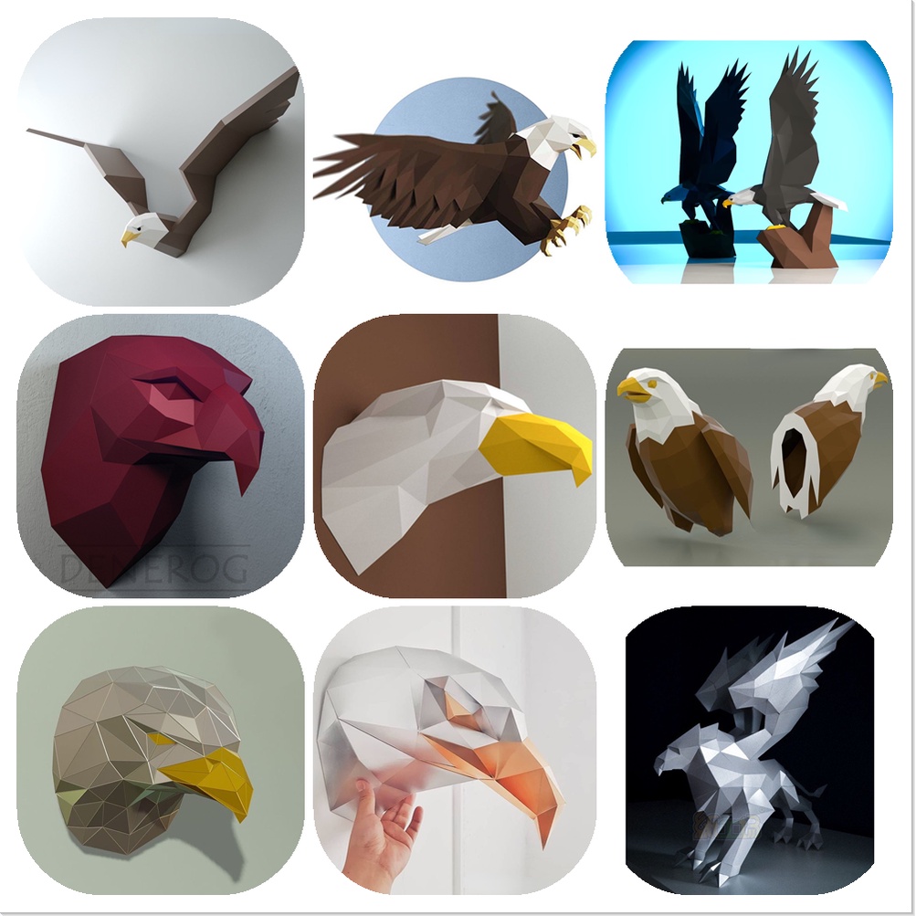 紙模型摺紙 老鷹猛禽雕模型 手工DIY 動物模型 手工摺紙 DIY模型 創意玩具 模型玩具 壁掛裝飾擺件