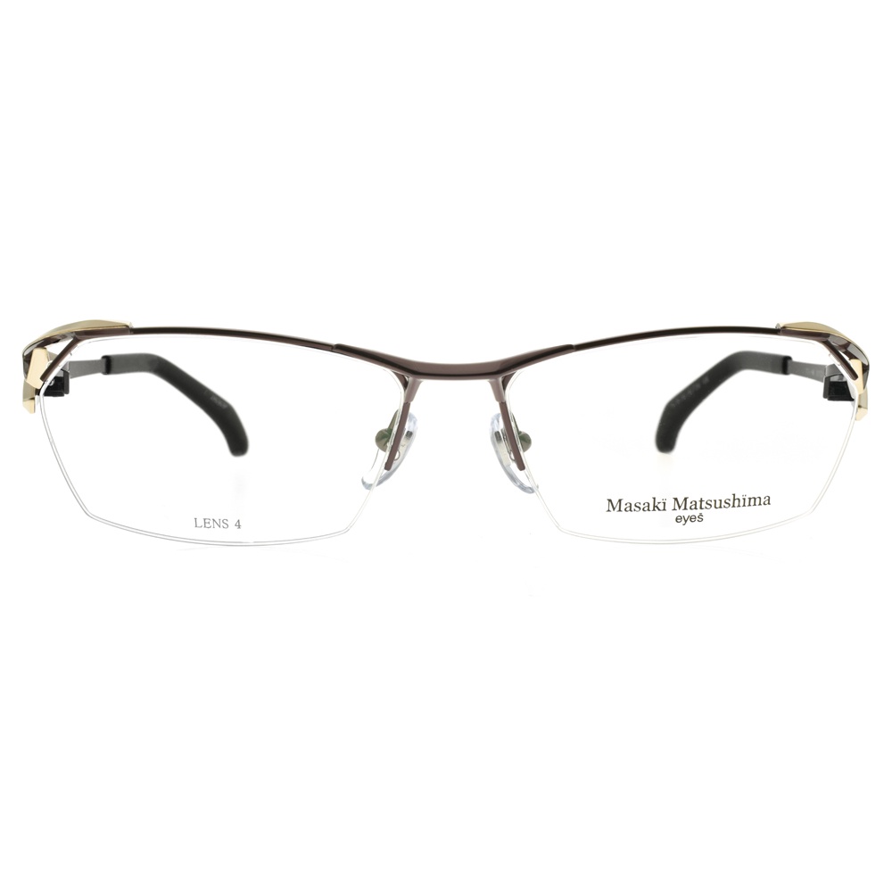 Masaki Matsushima 鈦光學眼鏡 MF1217 C5 半框款 眼鏡框 - 金橘眼鏡