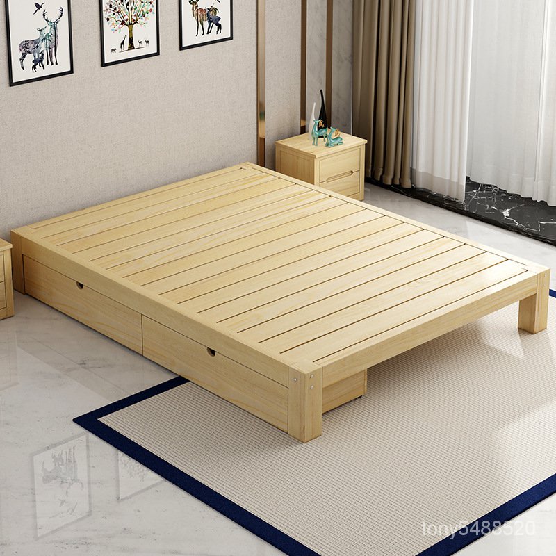 榻榻米床架現代簡約齣租房專用床實木床雙人1.2米無床頭床單人床 高腳床 鐵床架 雙層床 上下床 儲物多功能床架 WWR9