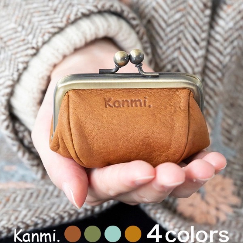 現貨💕日本製 Kanmi 珠扣 真皮 小零錢包 黑/粉紅/紫