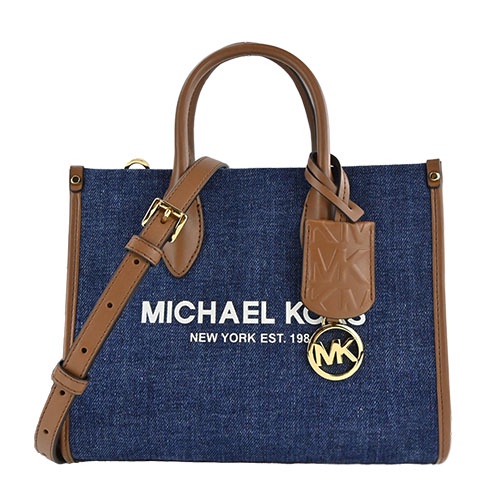 MICHAEL KORS MIRELLA單寧拼接兩用托特包-小/藍｜100%原廠真品｜JS Maxx官方旗艦館