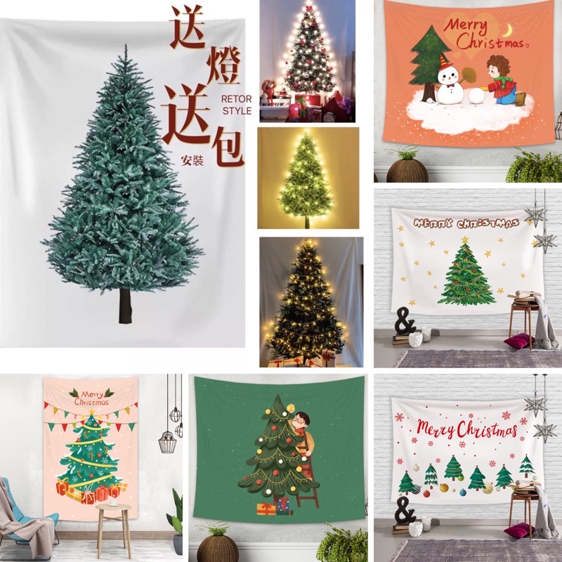 ins家居裝飾聖誕節掛毯 耶誕樹掛布 牆面布 背景布 聖誕樹裝飾 耶誕節佈置