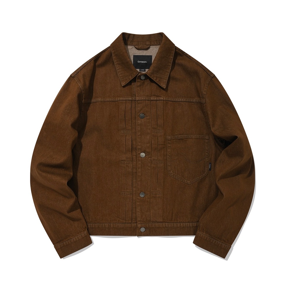 【吉米.tw】韓國代購 COVERNAT 縫線牛仔外套 夾克 棕色 Nov+