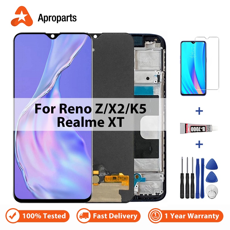 Lcd 適用於 OPPO Reno Z / K5 / Realme XT / X2 顯示屏觸摸屏數字化儀組件更換