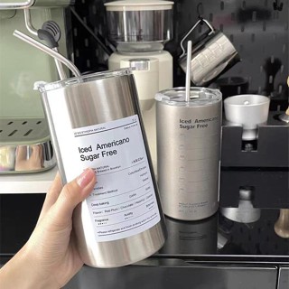 高顏值🥤不鏽鋼保溫咖啡拿鐵吸管杯 臺灣現貨 不鏽鋼保溫杯 交換禮物 保溫咖啡杯 吸管隨行杯 保冷杯 【HF203】