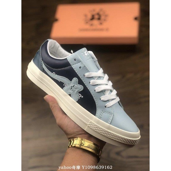 正品免運CONVERSE x GOLF LE FLEUR 黑藍 小花 復古 低幫 滑板鞋 164023C 女鞋