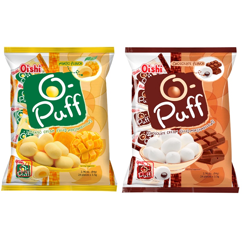 Oishi Puff 芒果夾心棉花糖 巧克力棉花糖 84g【零食圈】糖果 軟糖 棉花糖 團購 美食