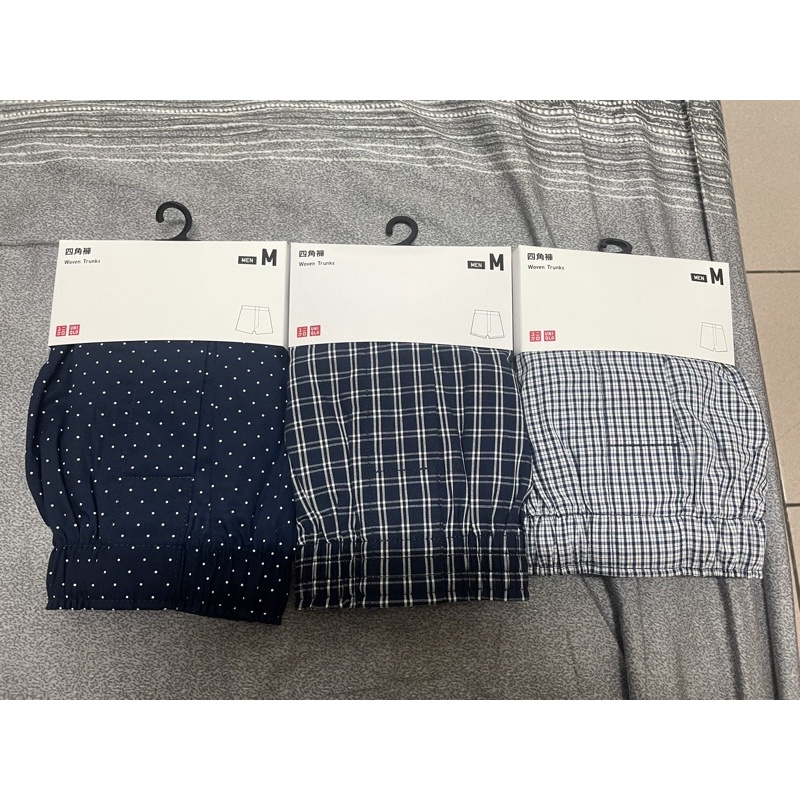 現貨 UNIQLO 四角褲 男四角褲 男性內褲 男內褲 男四角內褲  四角褲 格紋 條紋M（3件一起賣）