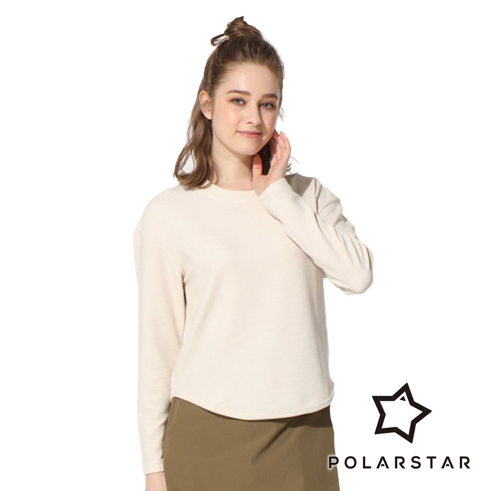 【PolarStar】女 休閒圓領長袖上衣 『米白』P22906