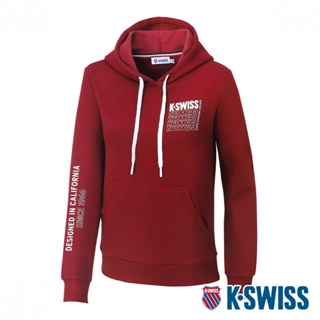 K-SWISS Fleece Hoodie刷毛連帽上衣-女-紅