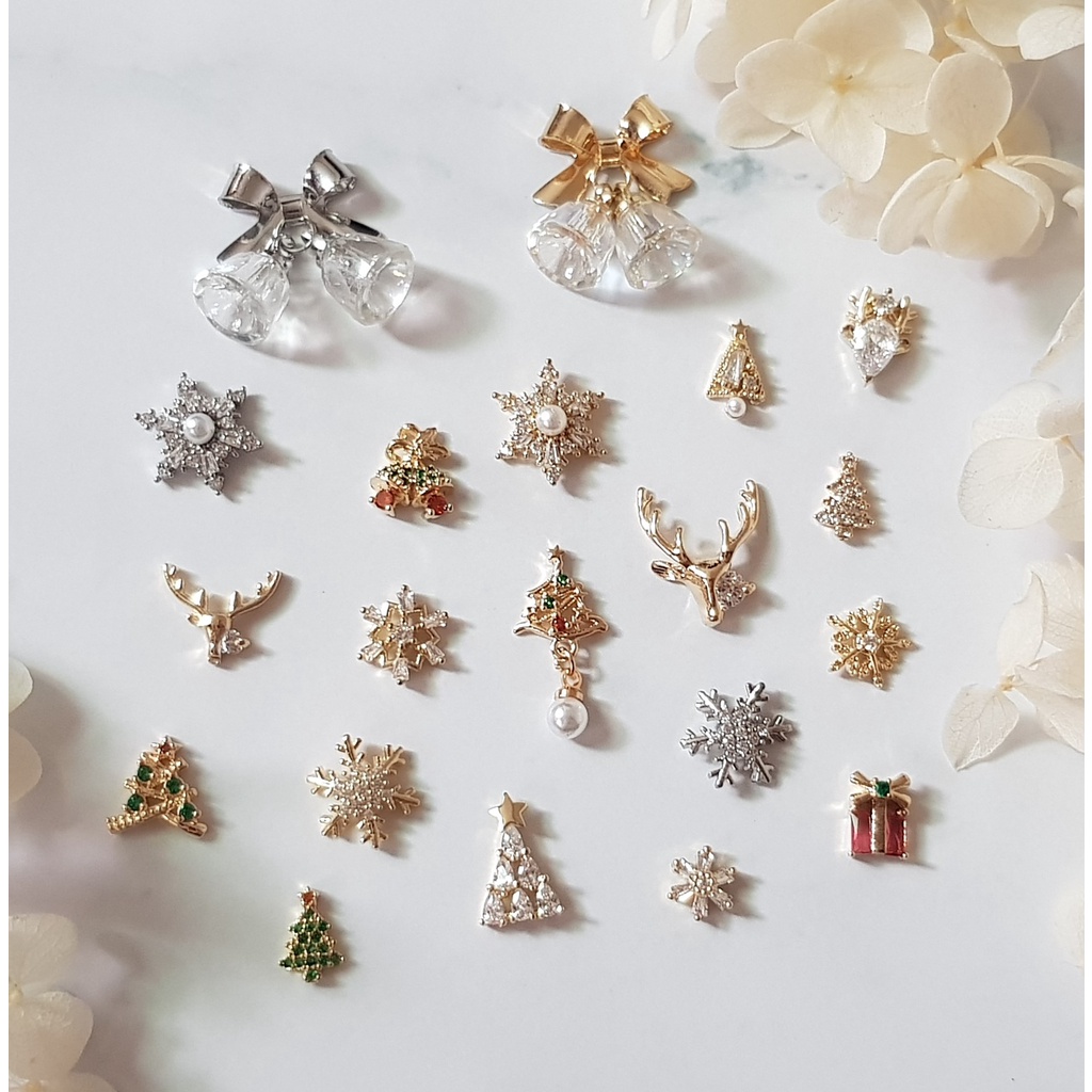 美甲 聖誕合金飾品 奢華鋯石鑽飾 鑲鑽合金 聖誕樹 雪花 冰晶 麋鹿 鈴鐺 禮物盒 合金飾品
