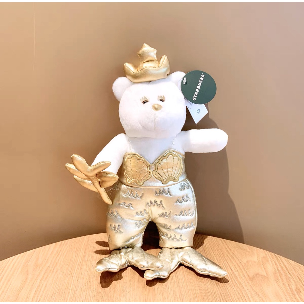 Starbucks官方正品！星巴克杯子50周年皇冠女神金色貝殼雙魚尾美人魚造型小熊公仔