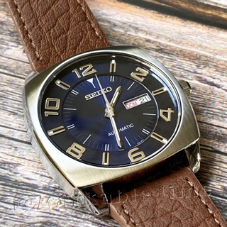 【SEIKO 自動機械手錶】精工5號機械皮帶錶款-藍SNKN37
