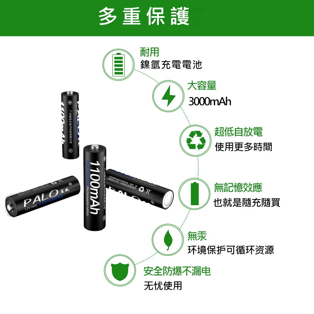 台灣出貨 3號充電電池 充電電池 4號電池 三號電池 鼠標電池 麥克風電池 鎳氫電池 1.2v 大容量 環保電池