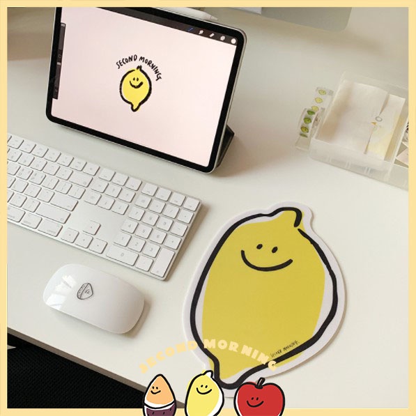 95point✈現貨/預購✈ 韓國 Second Morning 滑鼠墊 地瓜 檸檬 蘋果 汽車 檸檬雲朵 麵包店 聖代